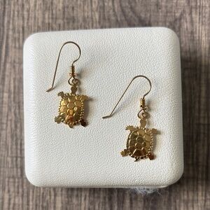 Gold Turtle Drop Earrings — Women’s Dangle Jewelry